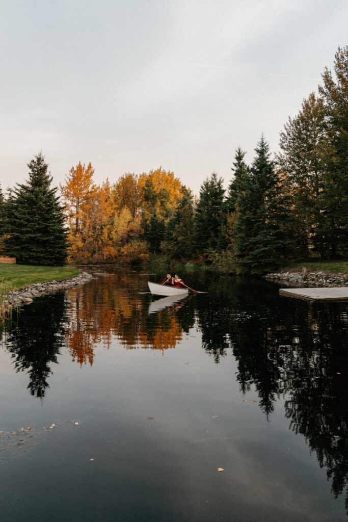 lake wedding canoe